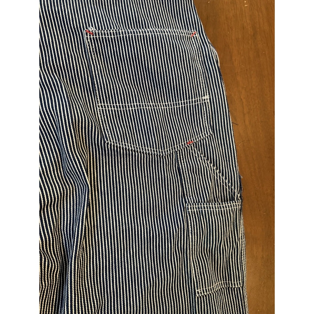 Round House Bib Overalls 38 X 32 Striped 100% Cotton Adjustable Straps - Picture 6 of 8